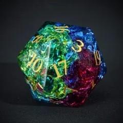 7pcs Dice Gem Glass Gold Font Cracked Blue Purple (UD)