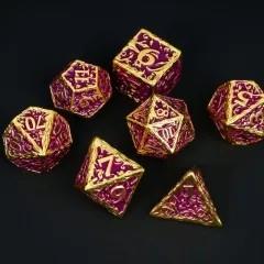 7pcs Dice Metal Druid Vine Gold Font Pink