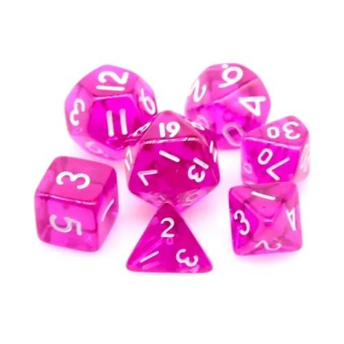 7pcs Dice Acrylic Mini White Font Magenta Pink