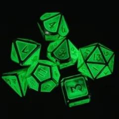 7pcs Dice Metal Glow Silver Font White