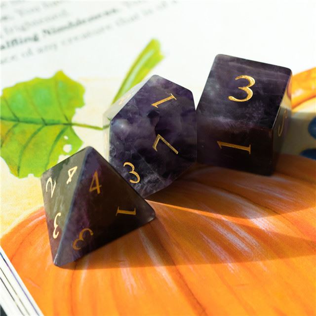 Purple Agate Gemstone - 7pcs RPG Dice Set