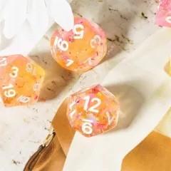 7pcs Dice Resin Swirl White Font Pink Orange