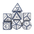 White Vines on Grey Acrylic - 7pcs RPG Full Dice Set