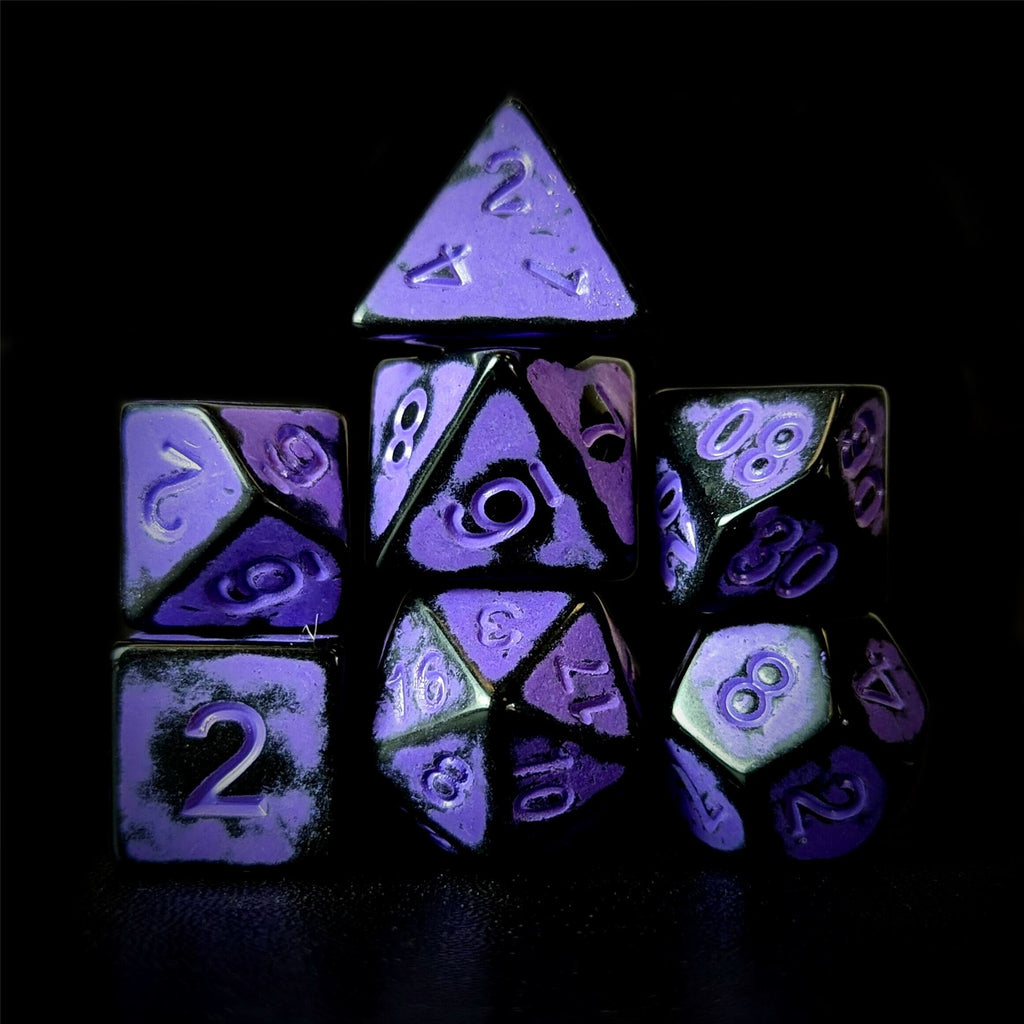 Washed Lilac on Black Acrylic - 7pcs RPG Full Dice Set