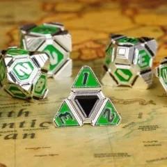 7pcs Dice Metal Alien Ship Black Green Silver
