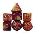 Glitter in Pink & Yellow Acrylic - 7pcs RPG Full Dice Set