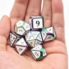 Forest Green in Rainbow Metal - 7pcs RPG Dice Set