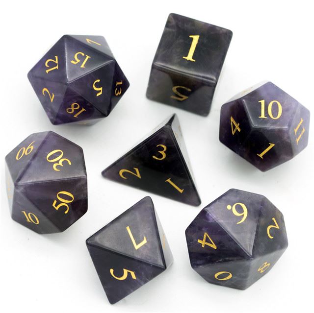 Purple Agate Gemstone - 7pcs RPG Dice Set