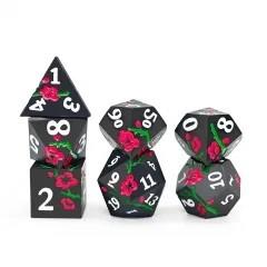 7pcs Dice Metal Lotus White Font Pink Nickel