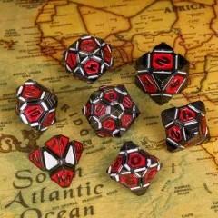 7pcs Dice Metal Alien Ship White Red Nickel
