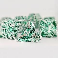 7pcs Dice Metal Hollow Dragons Head Nickel Font Green