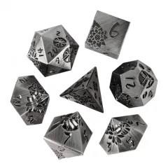Lotus Flower in Silver Metal - 7pcs RPG Dice Set