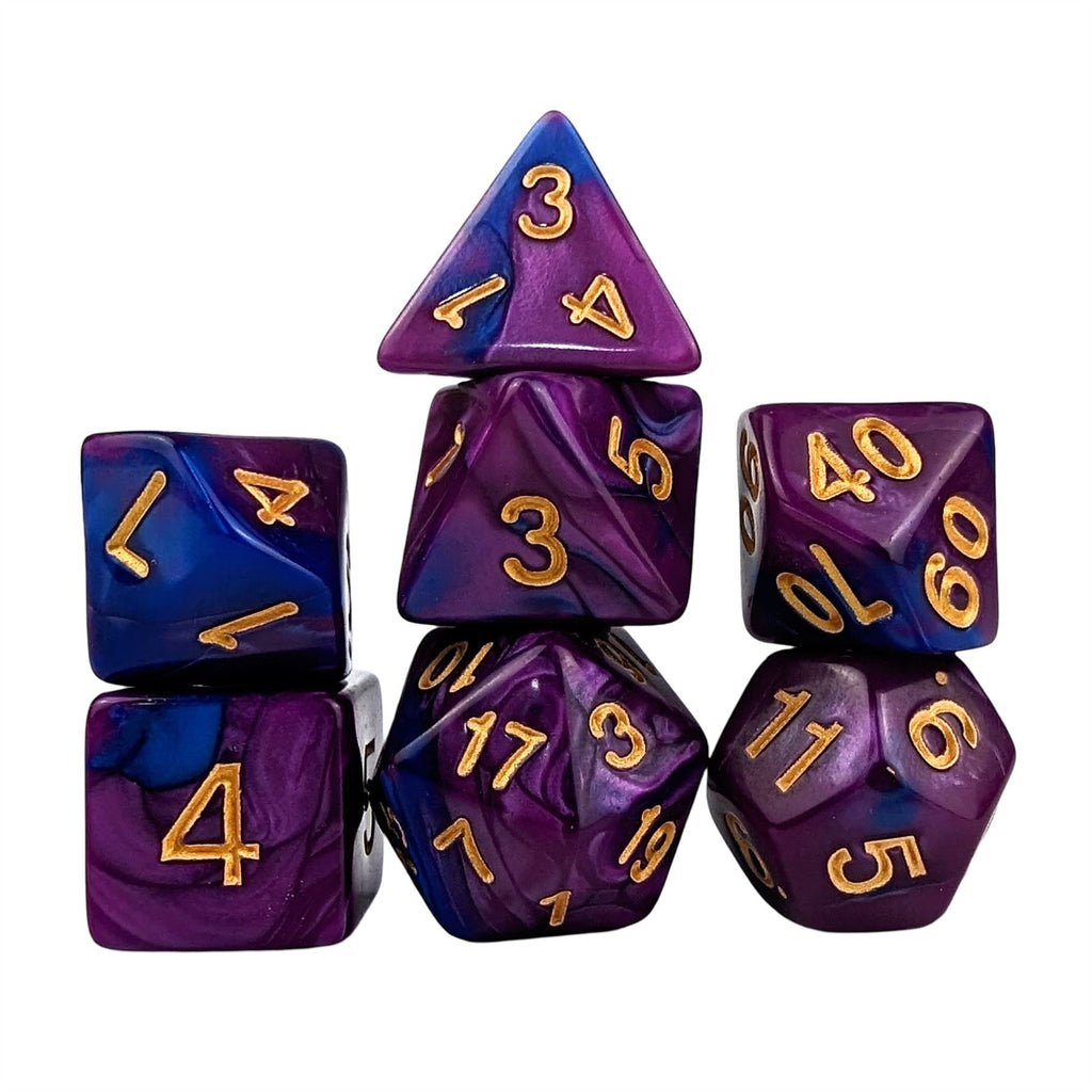 Blend of Purple & Blue Acrylic - 7pcs RPG Full Dice Set