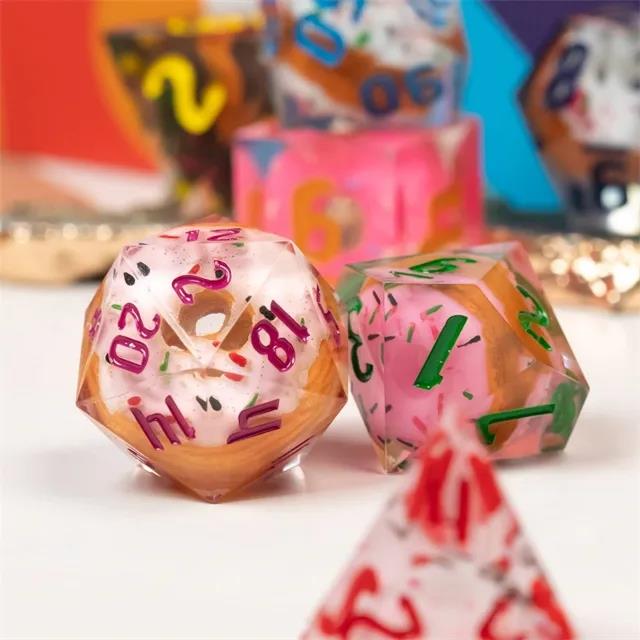 Donuts in Multicolour Filled Sharp Resin - 7pcs RPG Dice Set