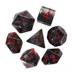 Black Swirl in Clear Resin - 7pcs RPG Full Dice Set