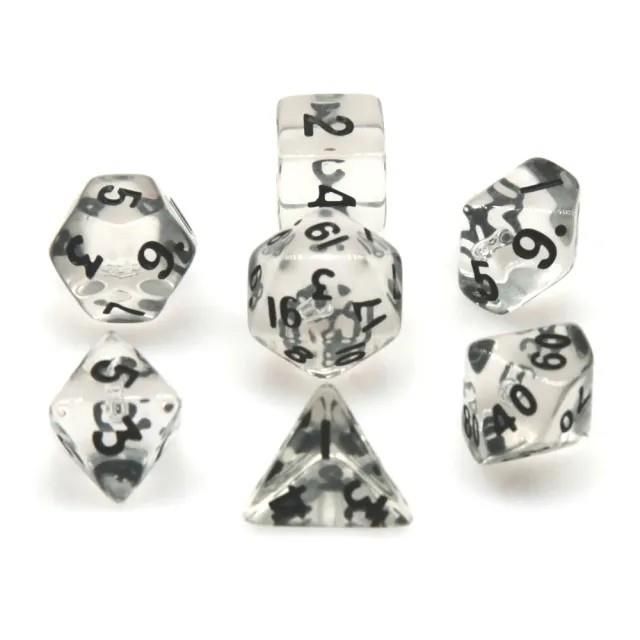 7pcs Dice Acrylic Mini Black Font Clear