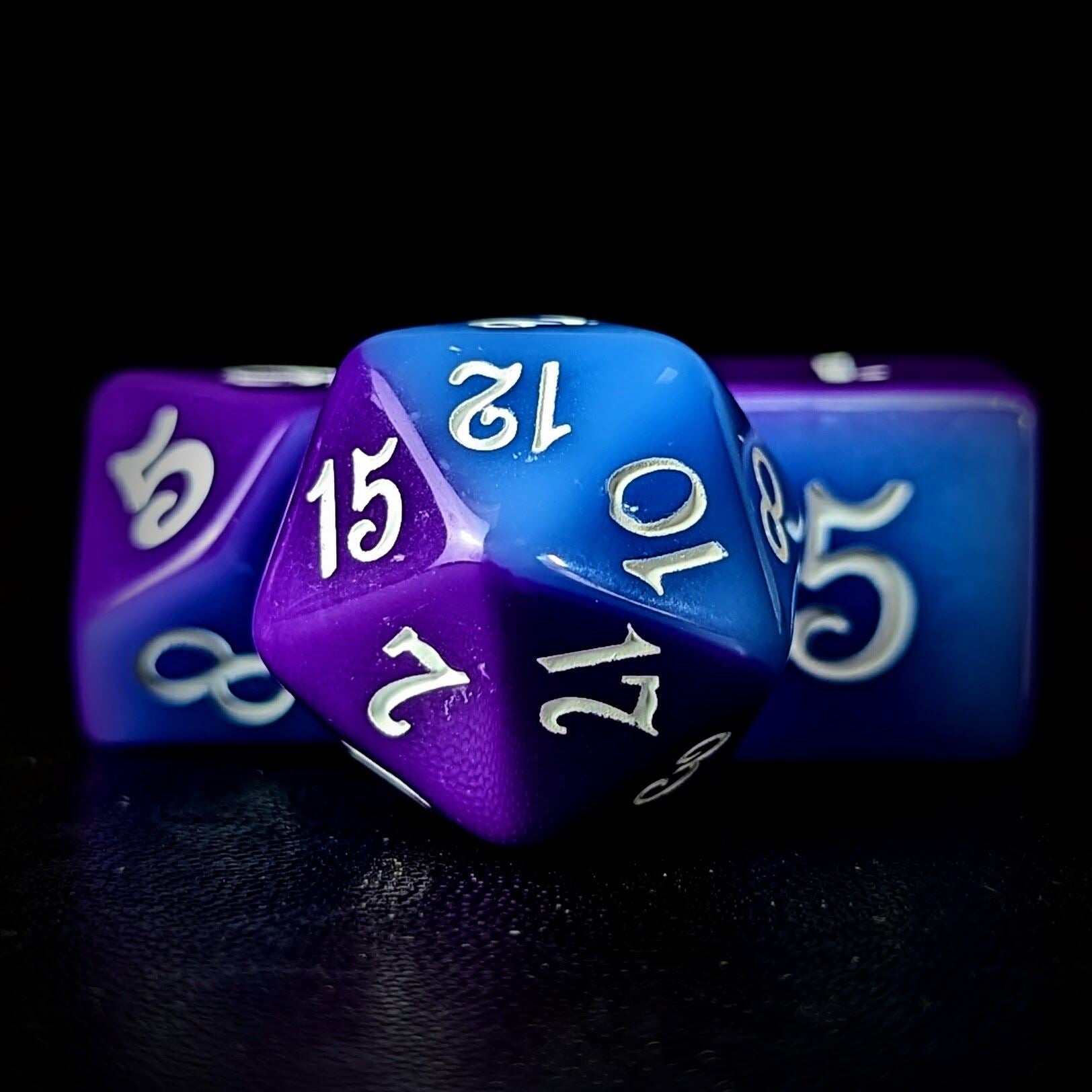 Blend of Blue & Purple Acrylic - 7pcs RPG Full Dice Set