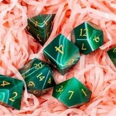Green Agate Gemstone - 7pcs RPG Dice Set