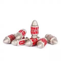 7pcs Dice Metal Bullet Silver Red