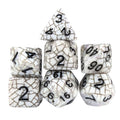 Cracked Black on White Acrylic - 7pcs RPG Full Dice Set