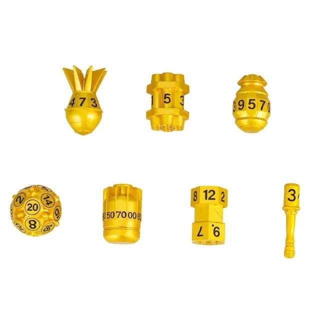 7pcs Dice Metal Bomb Black Font Gold