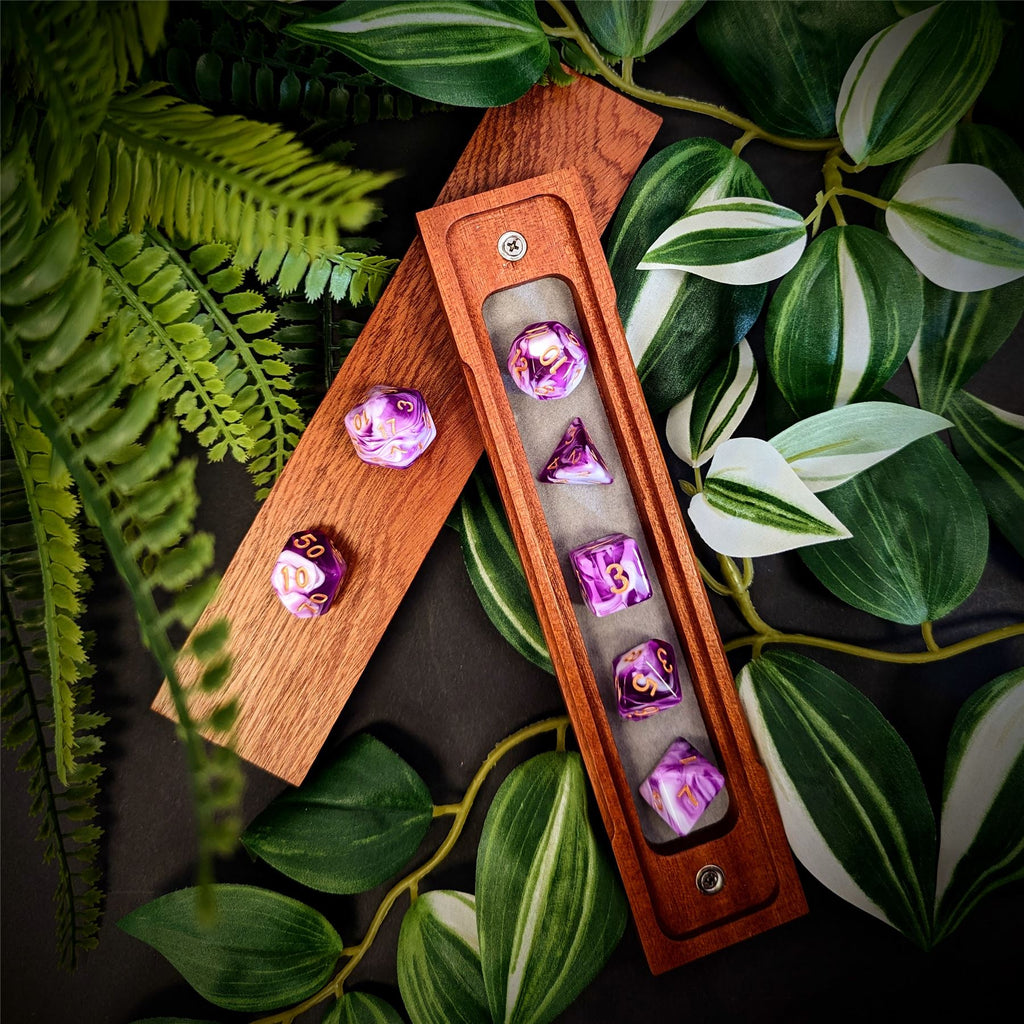 Blend of Purple & White Acrylic - 7pcs RPG Full Dice Set