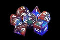 Glitter in Blue & Red Acrylic - 7pcs RPG Full Dice Set