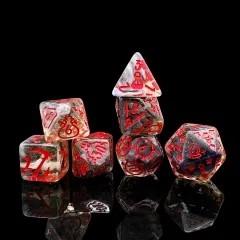 7pcs Dice Resin Pattern Wizard Red Font Clear Grey
