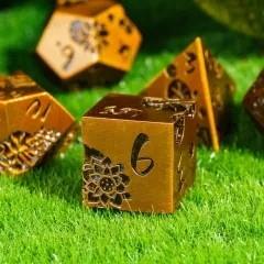 Lotus Flower in Gold Metal - 7pcs RPG Dice Set