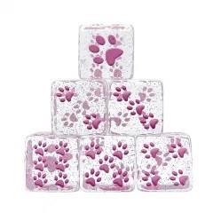 6pcs D6 Dice Resin 16mm Cat Paw Pink Font Clear