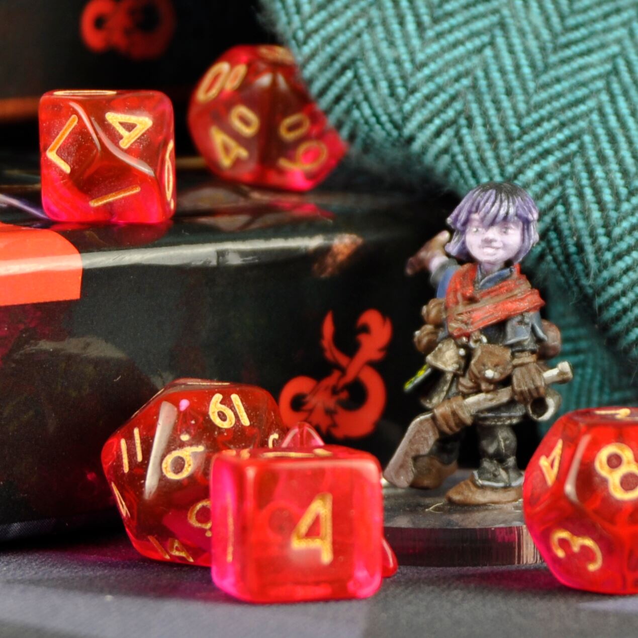 Red & Clear Acrylic - 7pcs RPG Mini Dice Set