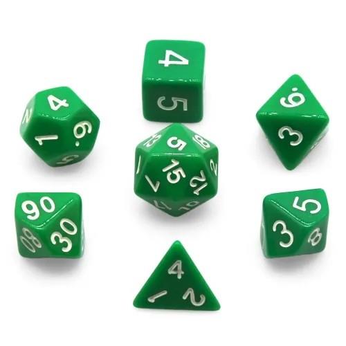 7pcs Dice Acrylic Blend White Font Solid Green