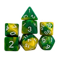 Blend of Green & Yellow Acrylic - 7pcs RPG Full Dice Set