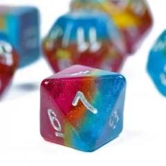 7pcs Dice Resin Layer Silver Font Pansexual Red Yellow Blue