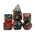 Glitter in Red & Green Acrylic - 7pcs RPG Full Dice Set