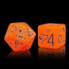 7pcs Dice Acrylic Pattern Dogs Blue Font Orange