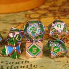 7pcs Dice Metal Alien Ship Green Blue Copper