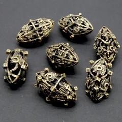 7pcs Dice Metal Hollow Dragon Oval Cubes Bronze