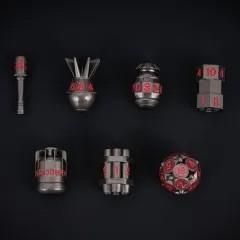 7pcs Dice Metal Bomb Red Font Nickel