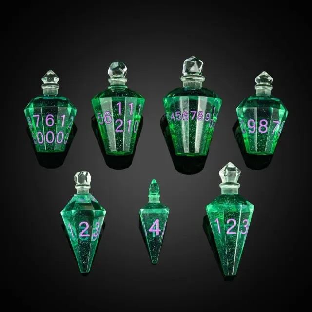 Green Potion Resin -  7pcs RPG Dice Set