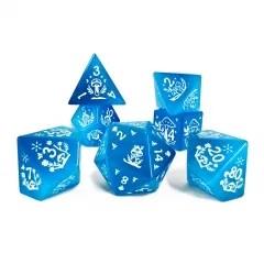 7pcs Dice Gem Stone Cat Eye Mushroom White Font Blue