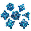7pcs Dice Metal Hollow Skull Frame Blue