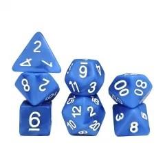 7pcs Dice Resin Swirl White Font Frosted Blue