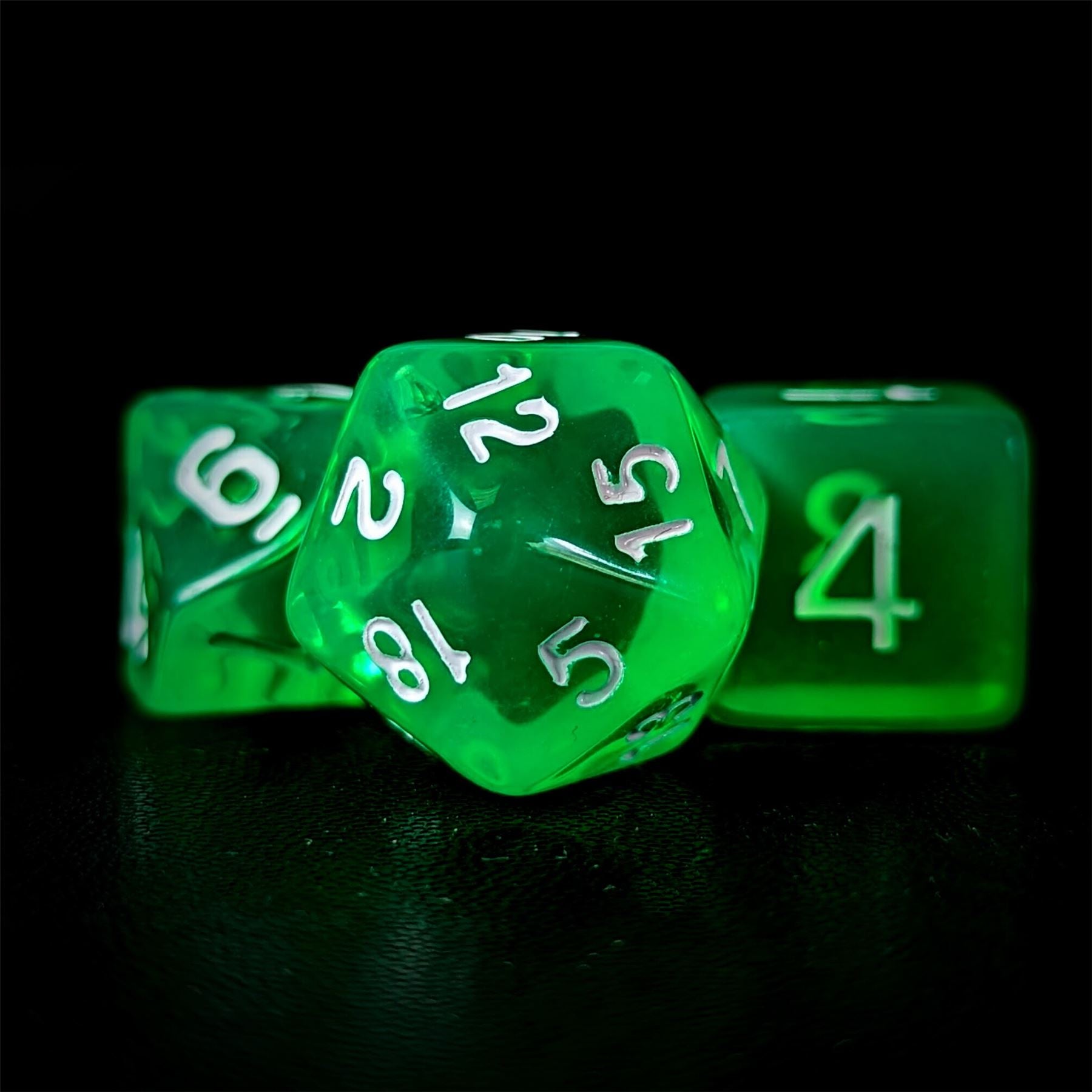 Clear Green Acrylic - 7pcs RPG Full Dice Set