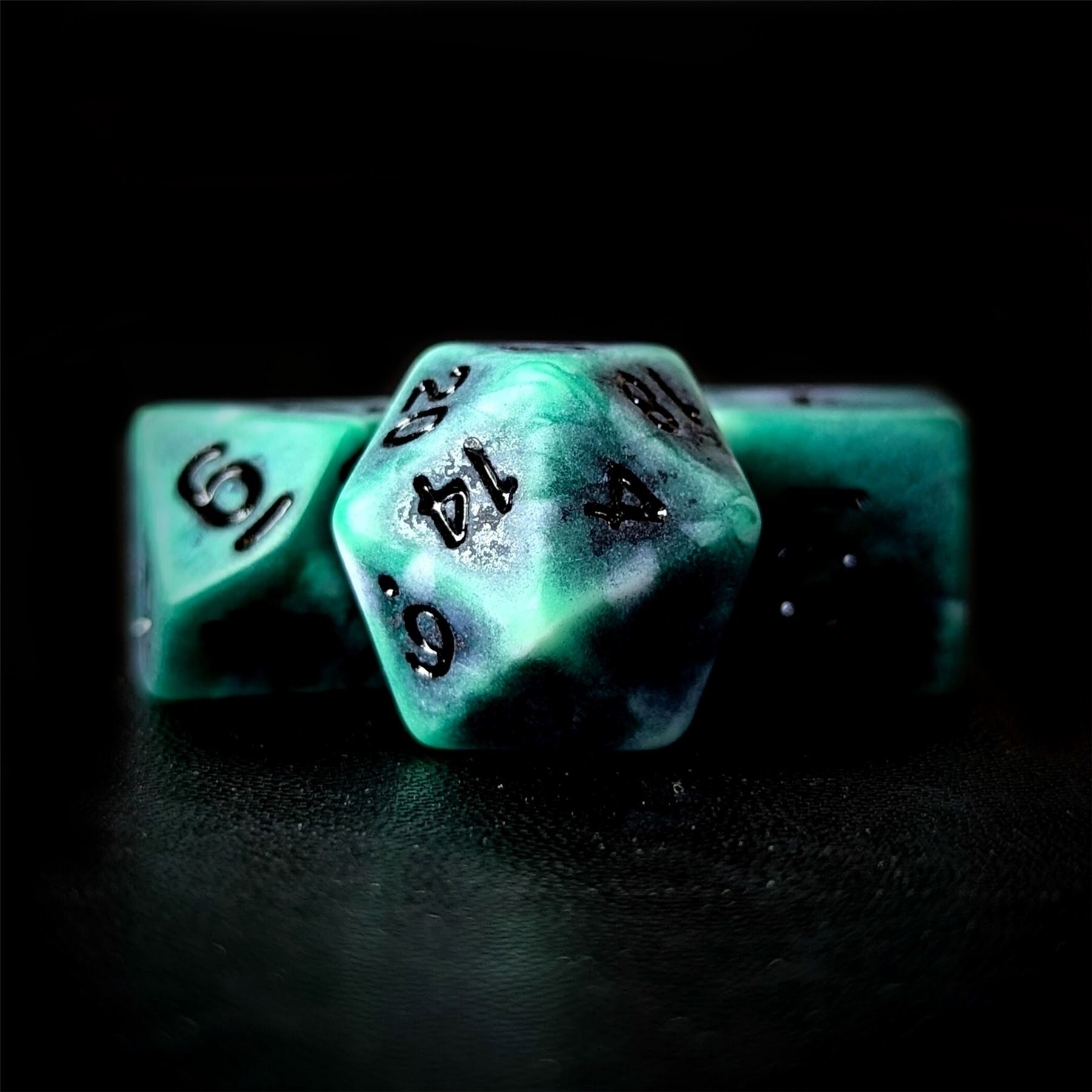 Washed Green on White Acrylic - 7pcs RPG Full Dice Set