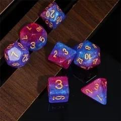 7pcs Dice Resin Layer Gold Font Bisexual Pink Purple Blue