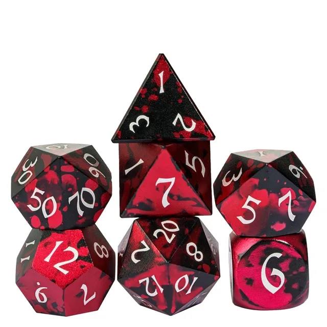 7pcs RPG Dice Set - Red & Black Anodized Aluminium