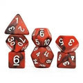 7pcs Dice Resin Swirl White Font Frosted Red