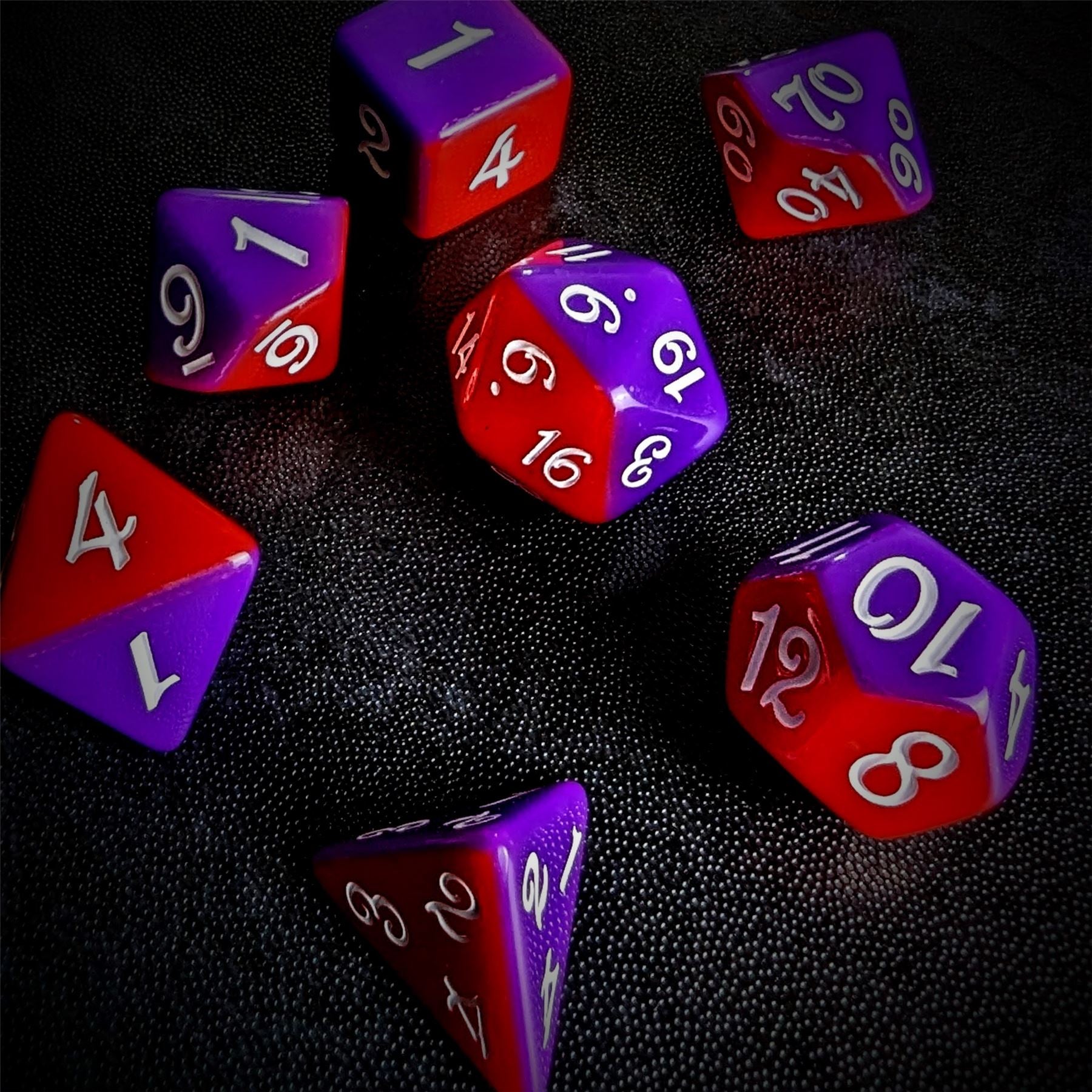 Blend of Red & Purple Acrylic - 7pcs RPG Full Dice Set