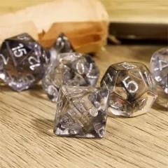 Black Swirl in Clear Resin - 7pcs RPG Full Dice Set